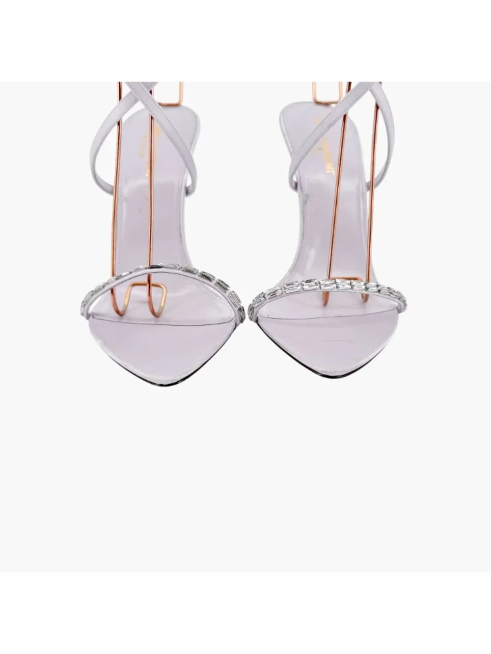 Saint Laurent Gippy Crystal Sandals EU 39.5 US 9.5 Lilac Purple Satin High Heels - Picture 5 of 13
